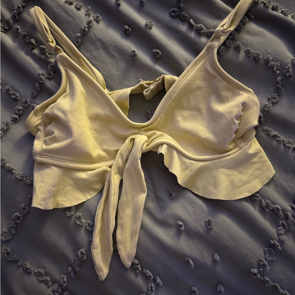 Xhilaration Cream Tie Front Cut Out Bikini Top